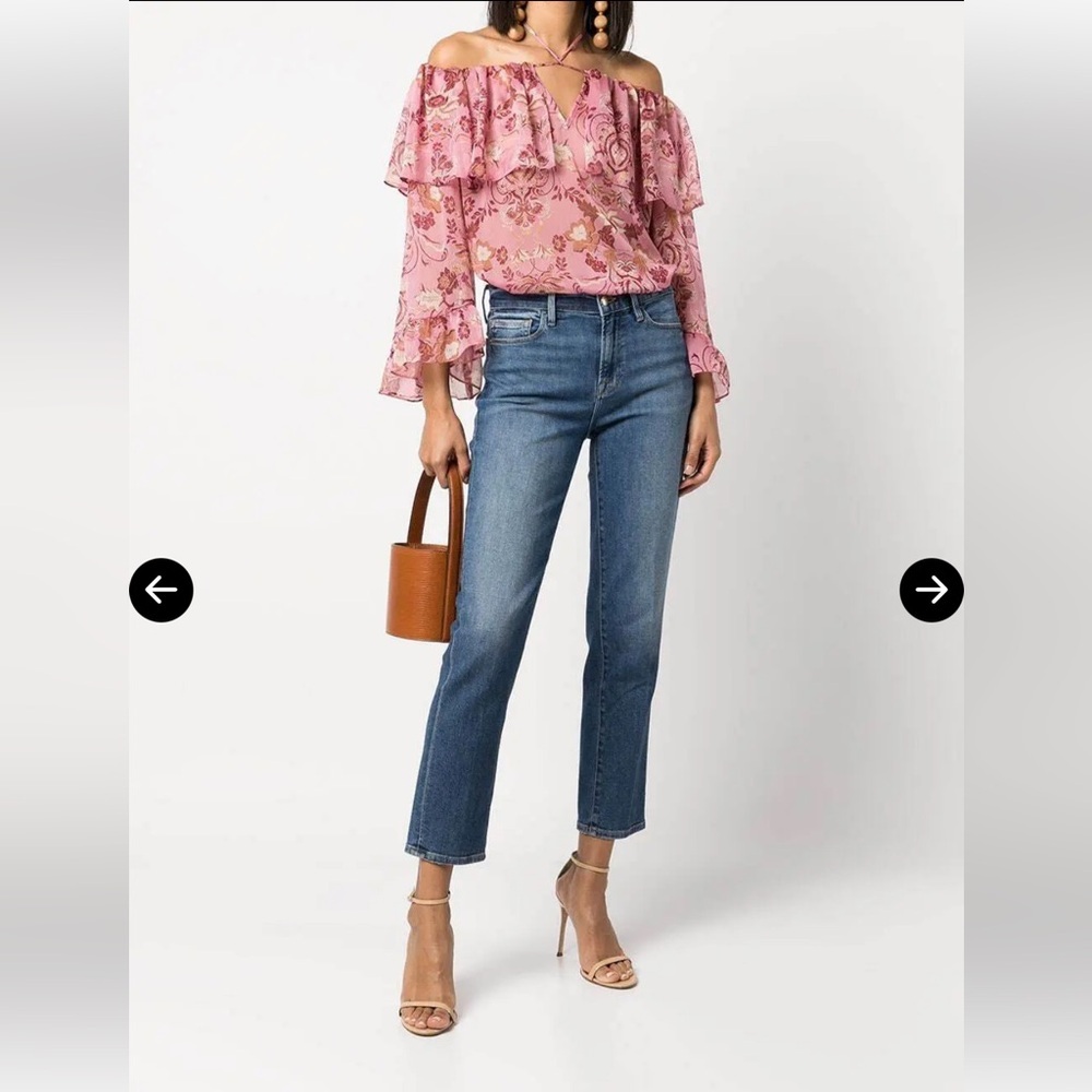 MISA Soraya Cold-Shoulder Sheer Top Size S